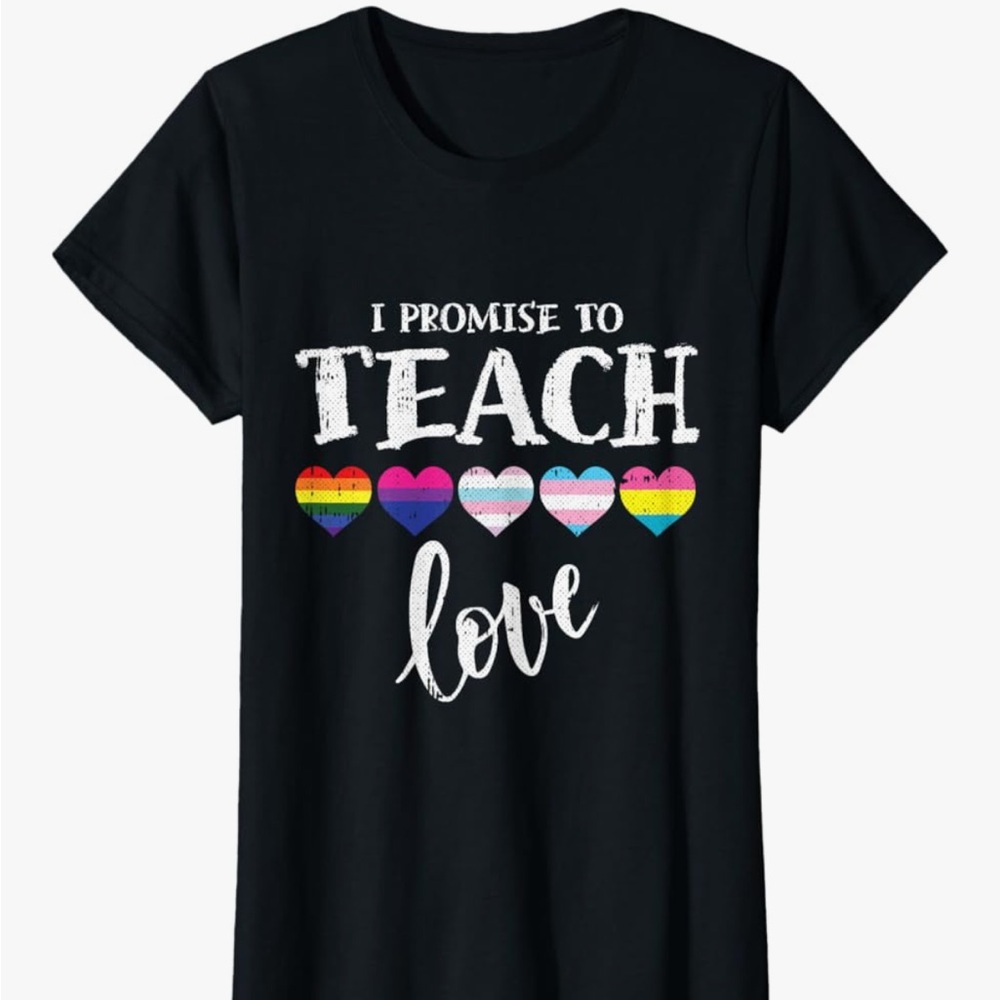 Black Teacher Shirt with Pride Design